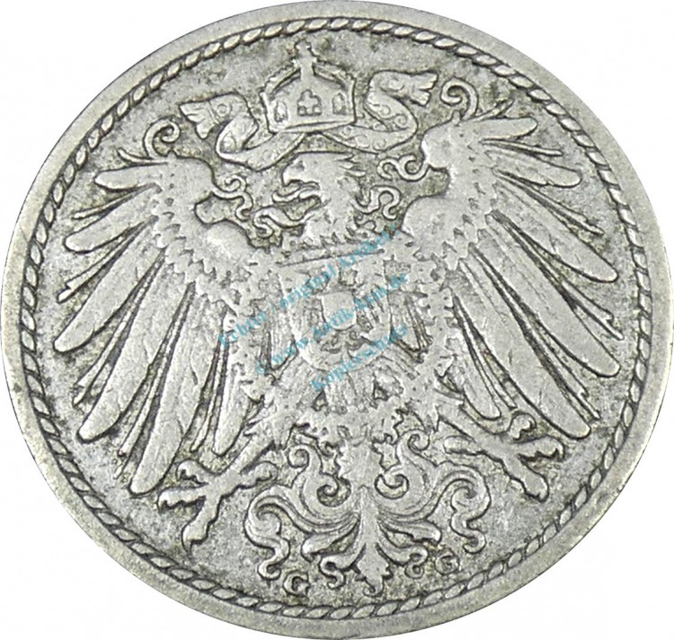 5 Pfennig Kursmünze -gr. Adler- 1903 G -deutsches Kaiserreich- ss-vz J.12 -0887-