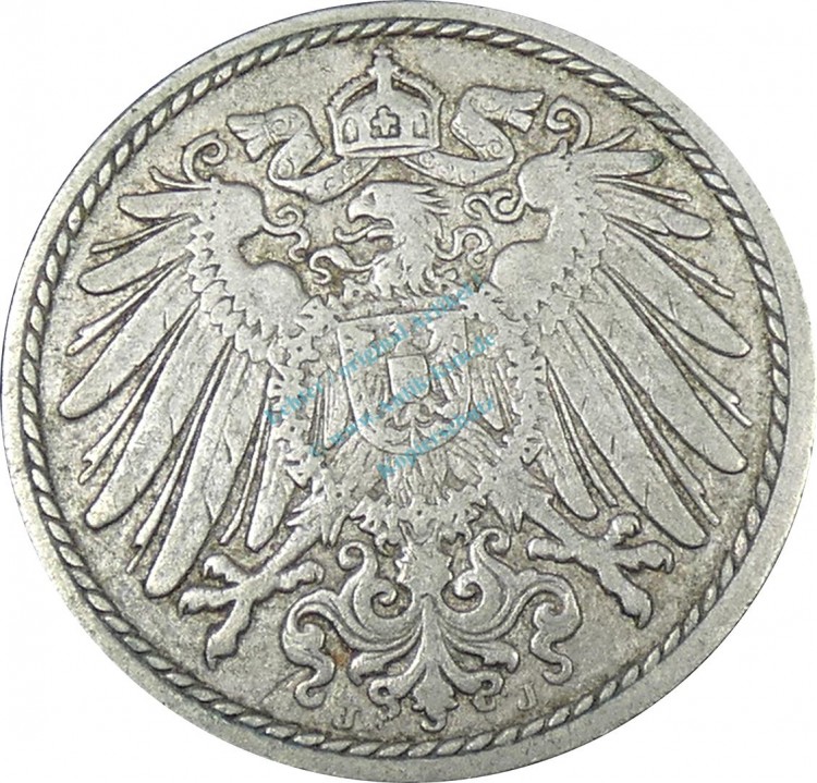 5 Pfennig Kursmünze -gr. Adler- 1904 J -deutsches Kaiserreich- s-ss J.12 -0890-