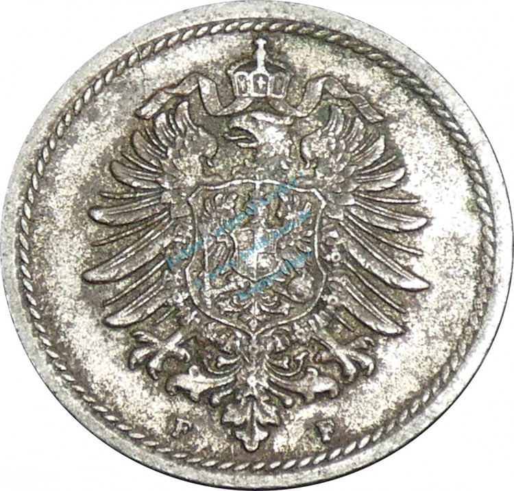 5 Pfennig Kursmünze -kl. Adler- 1874 F -deutsches Kaiserreich- s-ss J.3 -0825-