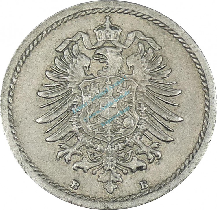 5 Pfennig Kursmünze -kl. Adler- 1875 B -deutsches Kaiserreich- s-ss J.3 -0827-