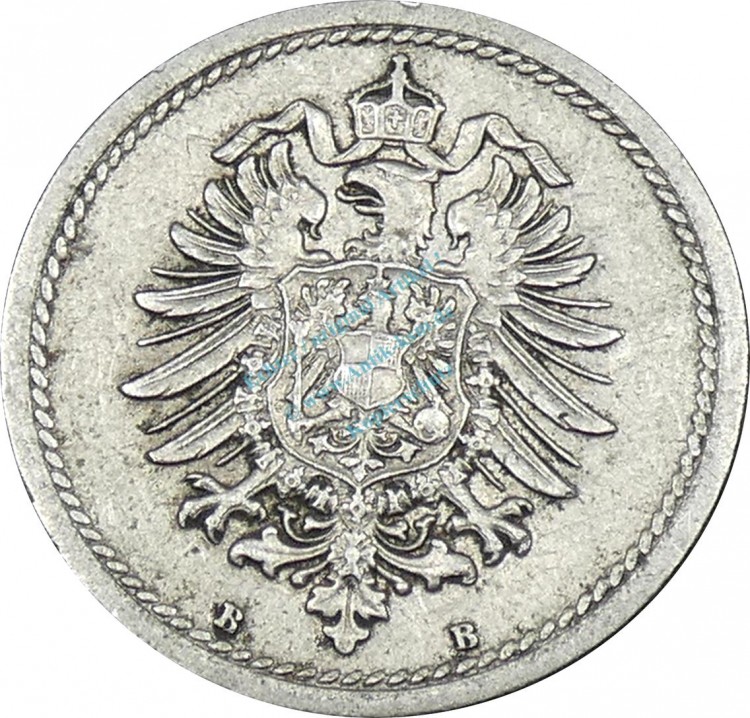 5 Pfennig Kursmünze -kl. Adler- 1876 B -deutsches Kaiserreich- s-ss J.3 -0863-
