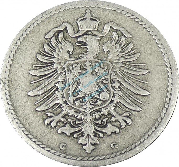 5 Pfennig Kursmünze -kl. Adler- 1888 G -deutsches Kaiserreich- s-ss J.3 -0831-