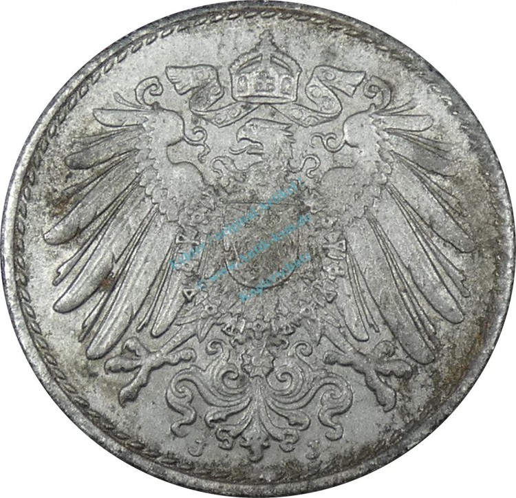 5 Pfennig Kursmünze -Reichsadler- 1915 J -deutsches Kaiserreich- s-ss J.297 -0897-