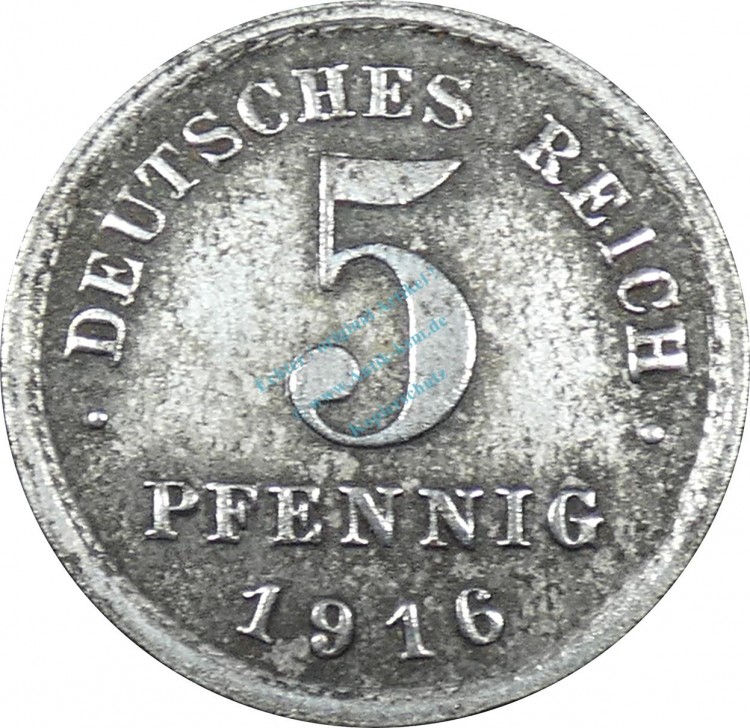 5 Pfennig Kursmünze -Reichsadler- 1916 G -deutsches Kaiserreich- s. J.297 -0899-