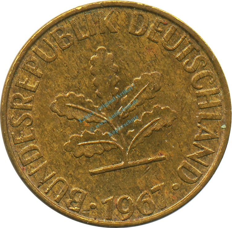 5 Pfennig Kursmmünze 1967 G -Bundesrepublik Deutschland- ss-vz , J.382 -0701-