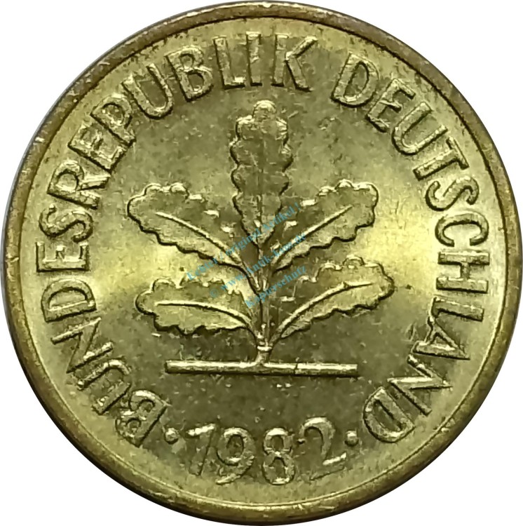 5 Pfennig Kursmmünze 1982 D -Bundesrepublik Deutschland- ss-vz , J.382 -0674-