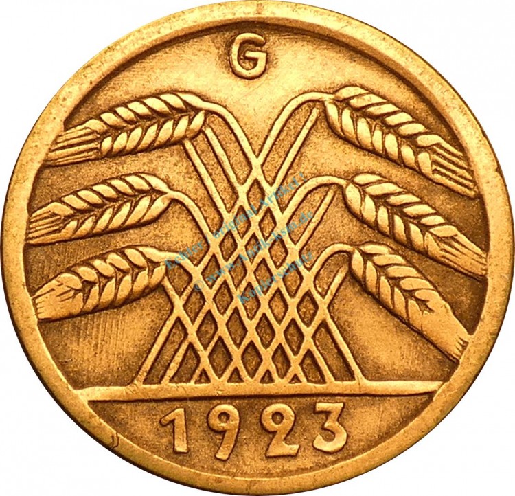 5 Rentenpfennig Kursmünze 1923 G -deutsches Reich- s-ss , J.308 -0738-