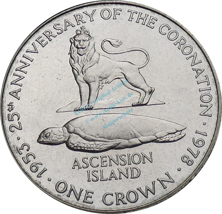 Ascension Island , 1 Crown Münze 1978 -25th Anniversary Elizabeth II- KM.1 vz-stgl -0285-