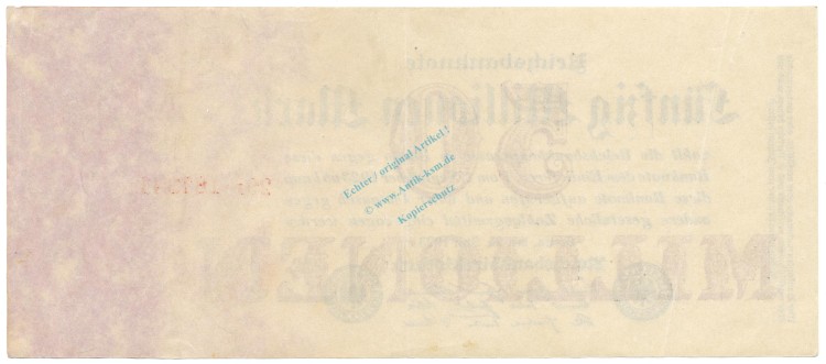 Banknote , 50 Millionen Mark Schein in f-kfr. DEU-109.b, Ros.97, M.98 , Inflation 1923 -1321-
