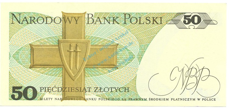 Banknote Polen , 50 Zloty Schein unc-kfr. 1988, -K.Swierczewski- WPM.142 -0340-
