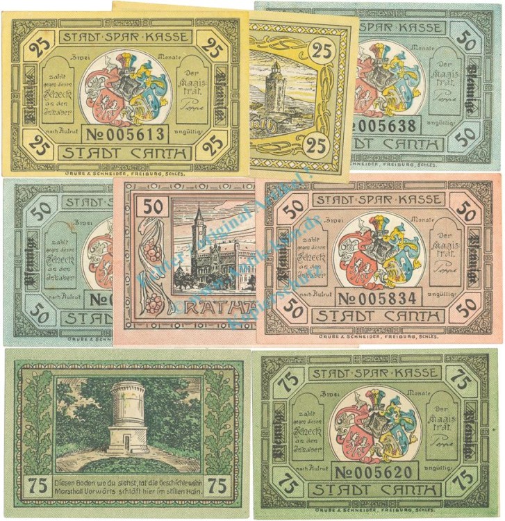Canth , Notgeld Set 8 Scheine unc-kfr. M-G.220.1 , SLN o.D. Seriennotgeld -5856-