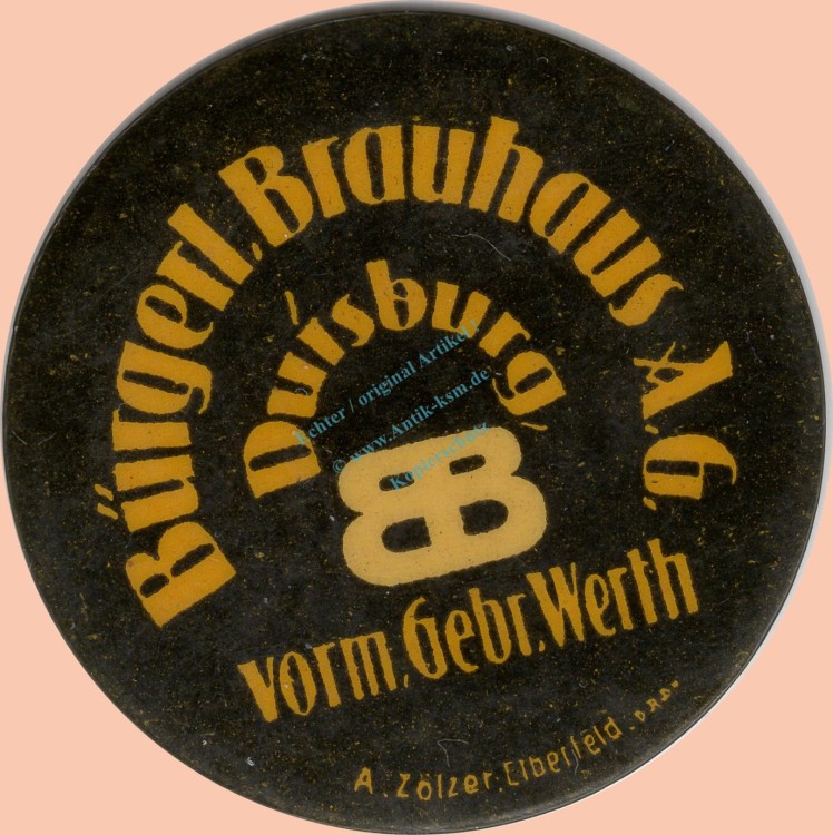 Duisburg , Kapselgeld 5 Pfennig unc-kfr. -Bürgerl. Brauhaus- NRW o.D. -0094-