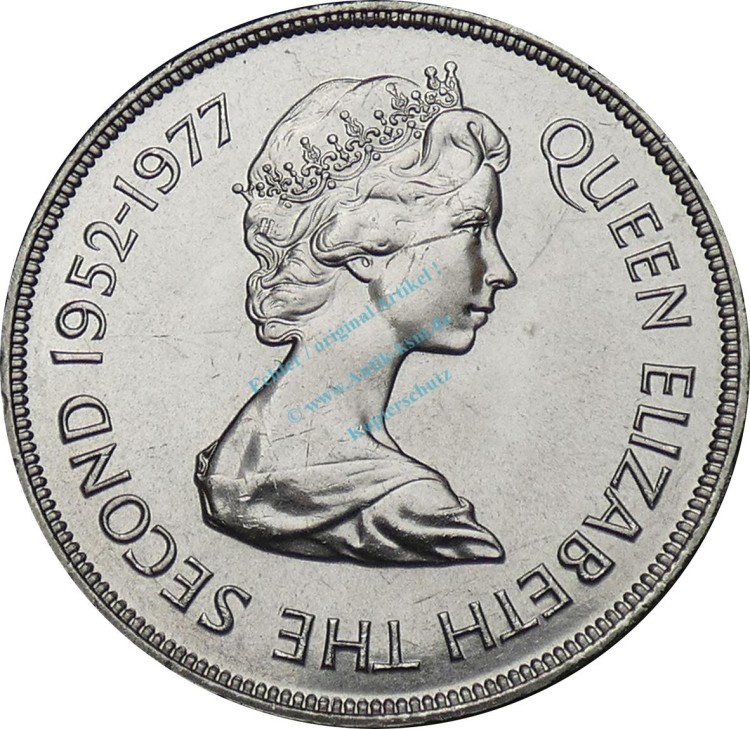 Falkland , 50 Pence Münze 1977 -1952 bis 1977 Elizabeth II- KM.10 vz-stgl -0292-