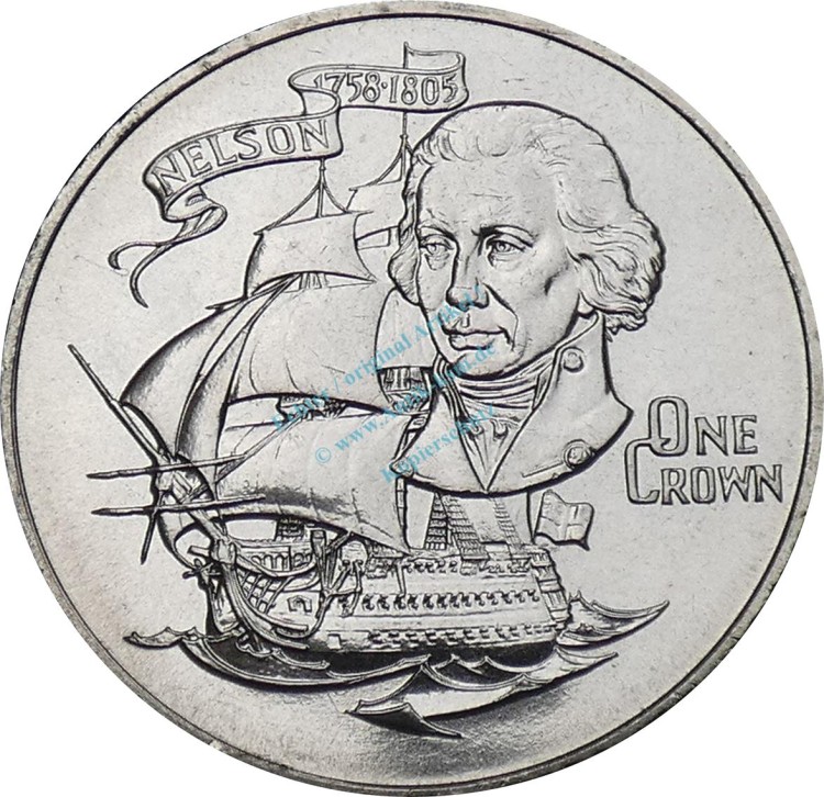 Gibraltar , 1 Crown Münze 1980 -Lord Nelson 1758 bis 1805- KM.12 vz-stgl -0279-