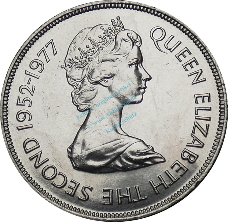 Gibraltar , 25 Pence Münze 1977 -Elizabeth II- KM.10 vz-stgl -0263-