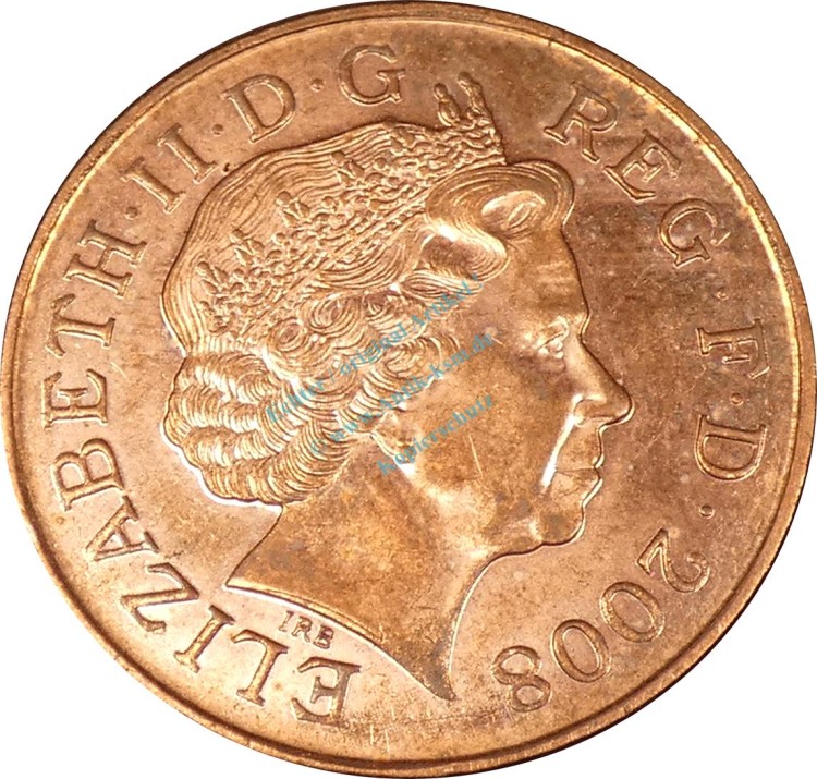 Großbritannien , 2 Pence 2008 -unter Elizabeth II- KM.1108 ss-vz -0304-