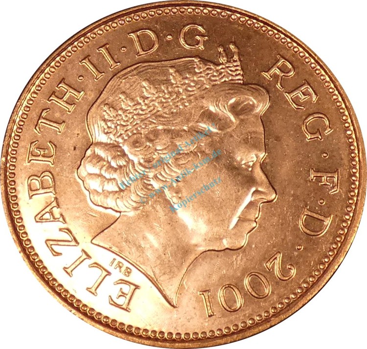 Großbritannien , 2 Pence Münze 2001 -unter Elizabeth II- KM.987 ss-vz -0305-