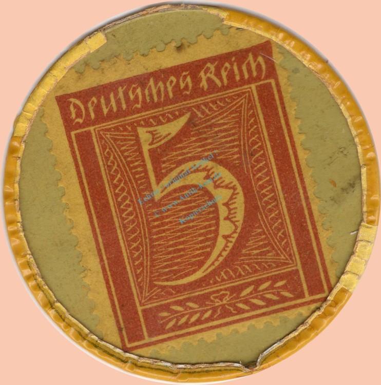 Großkaldenberg , Kapselgeld 5 Pfennig unc-kfr. -Eigen Steinhäger- NRW o.D. -0097-