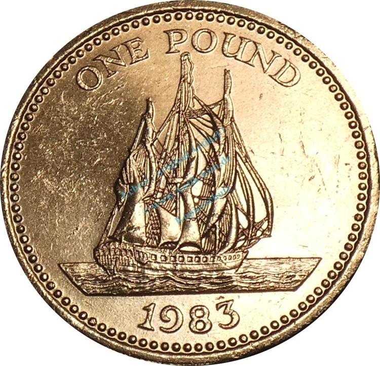 Guernsey , 1 Pound Münze 1983 -H.M.S. Crescent- KM.39 ss-vz -0309- ss - vz
