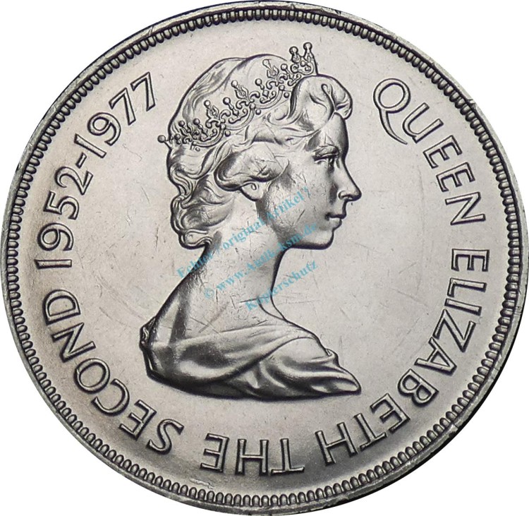 Guernsey , 25 Pence Münze 1977 -Queen Elizabeth II- KM.31 vz-stgl -0281-