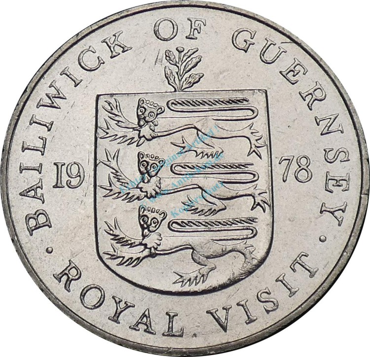 Guernsey , 25 Pence Münze 1978 -Royal Visit Elizabeth II- KM.32 vz-stgl -0290- vz -