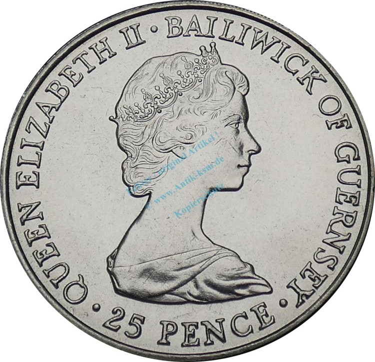 Guernsey , 25 Pence Münze 1981 -Prince Charles Lady Diana- KM.36 vz-stgl -0265-