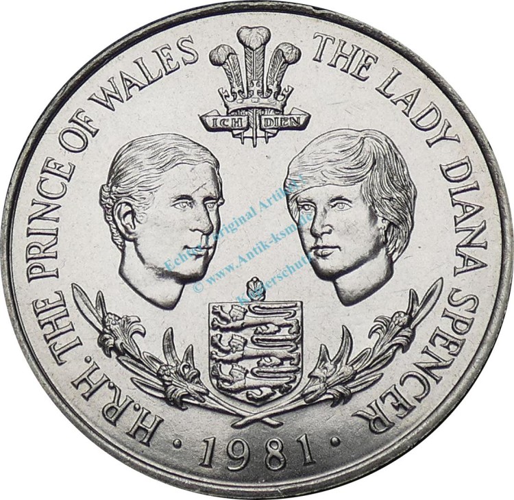 Guernsey , 25 Pence Münze 1981 -Prince Charles Lady Diana- KM.36 vz-stgl -0265-