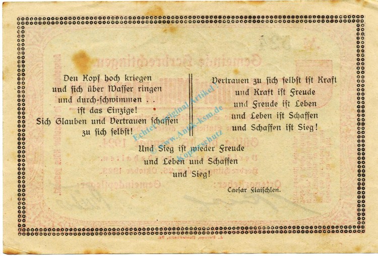 Herbrechtingen , Banknote 500 Milliarden Mark L-gbr. Ke.2325.d , WÜR 1923 Inflation -3662-