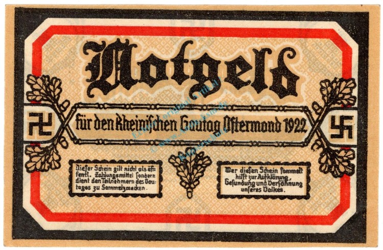 Honnef , Notgeld 1 Mark Schein Nr.5 unc-kfr. M-G.626.1 , RHL 1922 Seriennotgeld -5860-