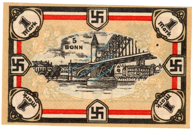 Honnef , Notgeld 1 Mark Schein Nr.5 unc-kfr. M-G.626.1 , RHL 1922 Seriennotgeld -5860-