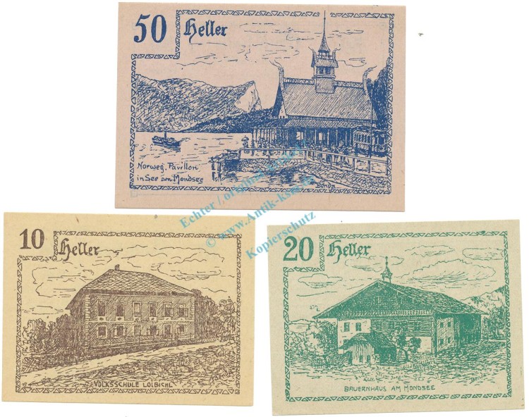 Innerschwandt , Notgeld Set 3 Scheine unc-kfr. K-K.408 , 1920 Ober Österreich -0559-