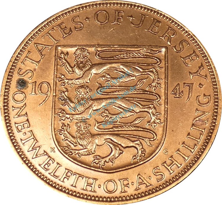 Jersey , 1-12 Shilling 1947 -unter George VI. 1936-1952- KM.18 ss-vz -