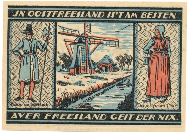 Leer , Notgeld 75 Pfennig Schein -1- unc-kfr. M-G.781.1 NDS 1921 Seriennotgeld -1716-