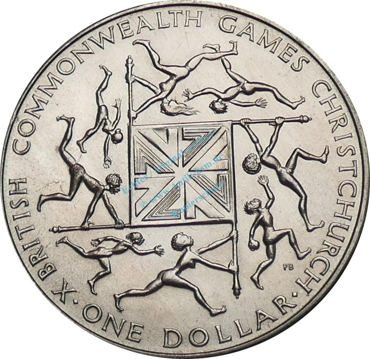 Neuseeland , 1 Dollar Münze 1974 -Christchurch C.-Games- KM.44 vz-stgl -0287-