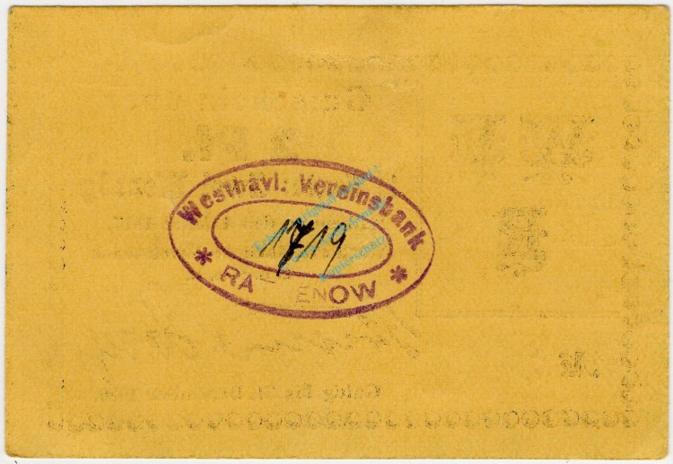 Rathenow , Notgeld 2 Pfennig Schein unc-kfr. Ti.5915.15.16 BBG 1917 Verkehrsausgabe -4326-