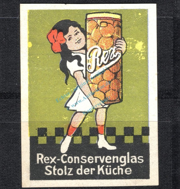 Reklamemarke -Rex-Conservenglas, Stolz der Küche- unc-kfr. -0172-