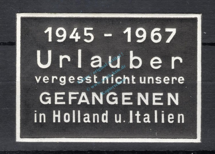 Reklamemarke -Urlauber vergesst nicht unsere Gefangenen- unc-kfr. -0140-