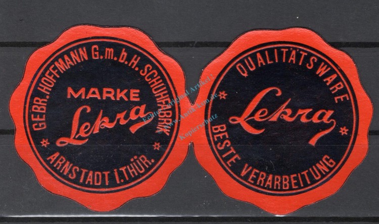 Reklamemarke Arnstadt Doppelmarke -Gebr. Hoffmann Schuhfabrik- unc-kfr. -0145-
