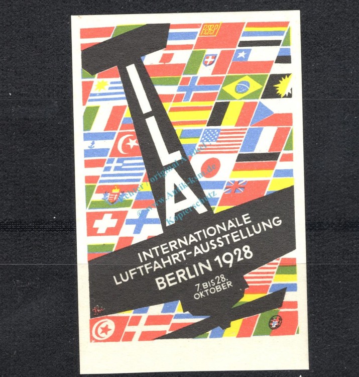 Reklamemarke Berlin 1928 -ILA, Int. Luftfahrt Ausstellung- unc-kfr. -0169-