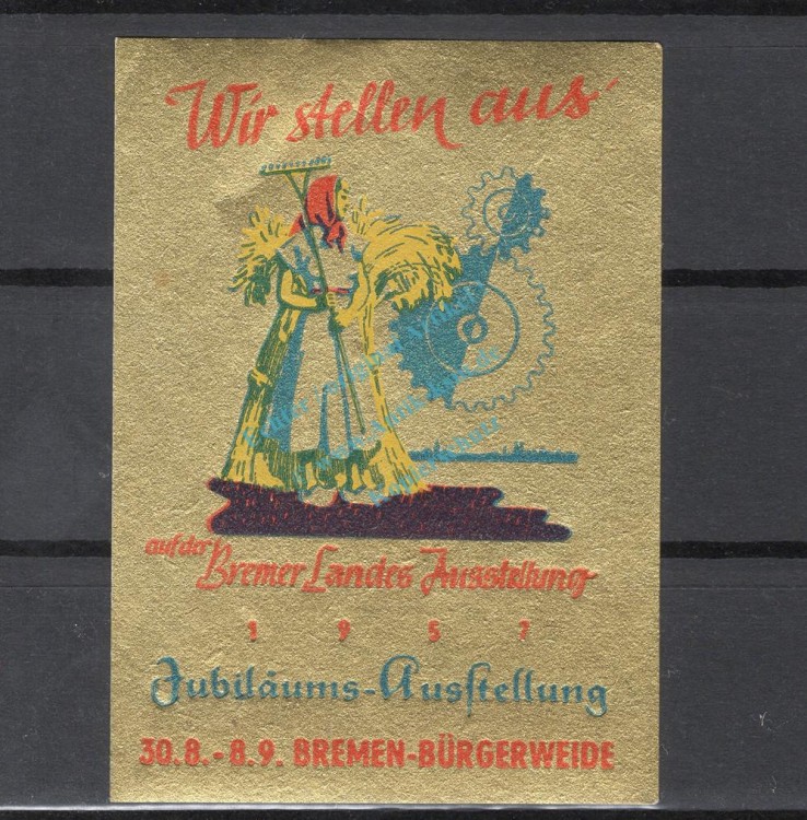 Reklamemarke Bremen 1957 -Jubiläums Landesausstellung- unc-kfr. -0144-