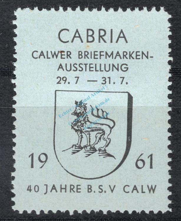 Reklamemarke Calw 1961 -Briefmarkenausstellung- unc-kfr. -0161-