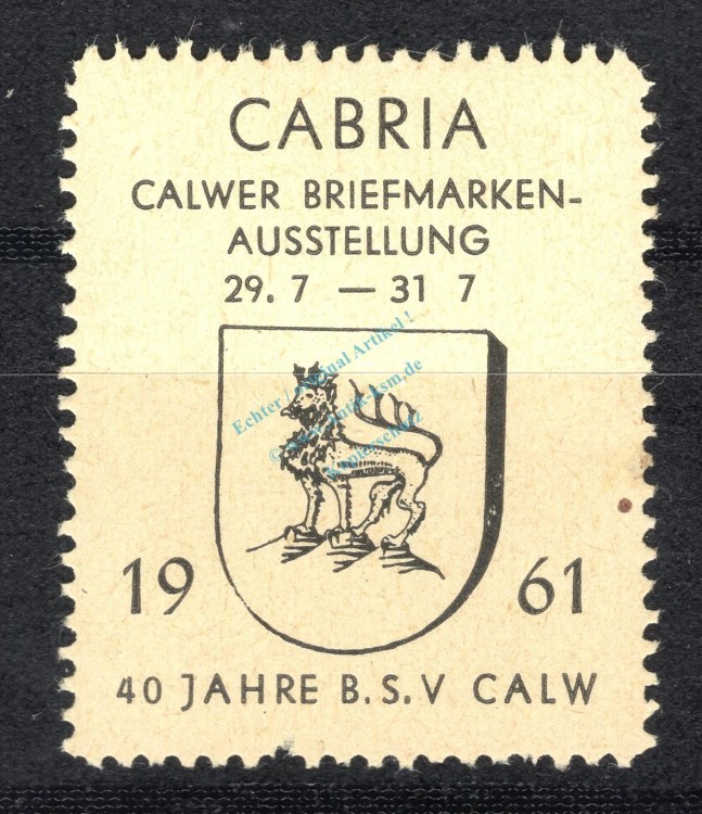 Reklamemarke Calw 1961 -Briefmarkenausstellung CABRIA- unc-kfr. -0162-
