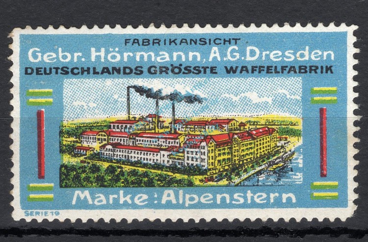 Reklamemarke Dresden -Gebr. Hörmann, Alpenstern Waffeln- unc-kfr. -0167-