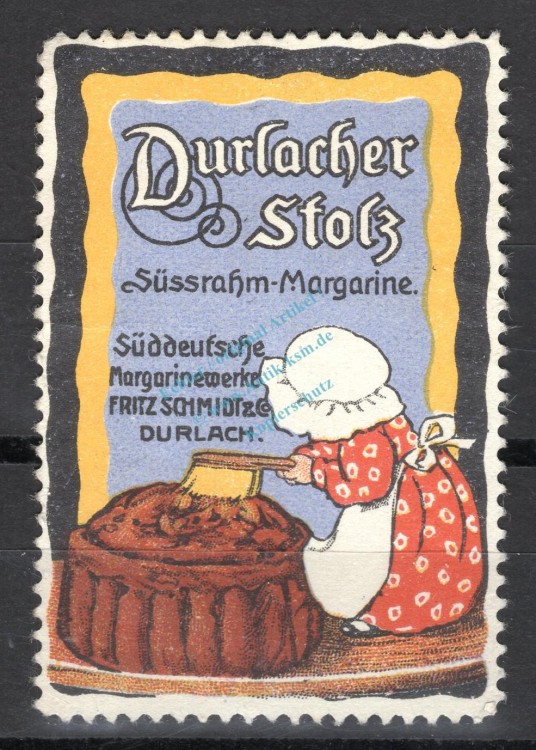 Reklamemarke Durlach -Durlacher Stolz Süßrahm Margarine- unc-kfr. -0236-