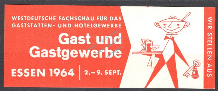 Reklamemarke Essen 1964 -Fachschau Gast und Gastgewerbe- unc-kfr. -0146-