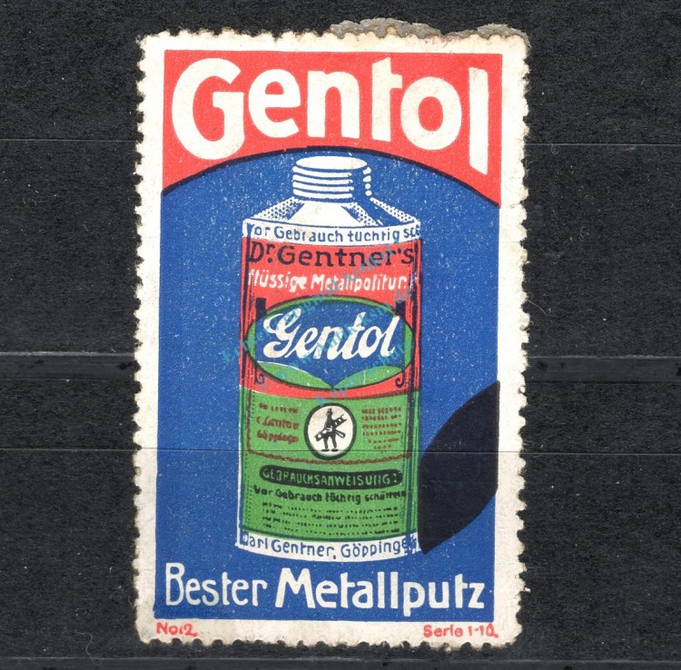 Reklamemarke Göppingen -Gentol flüssige Metallpolitur Dr.C. Gentner- unc-kfr. -0199-
