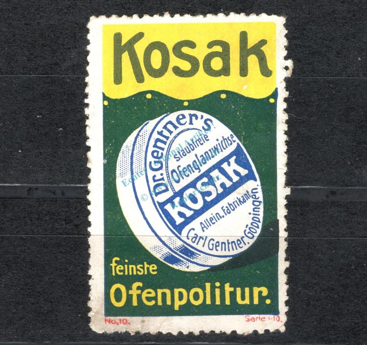 Reklamemarke Göppingen -Kosak feinste Ofenpolitur Dr.C. Gentner- unc-kfr. -0200-