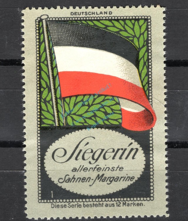 Reklamemarke Hamburg -Siegerin Sahne Margarine, Flaggen Nr.1- unc-kfr. -0206-