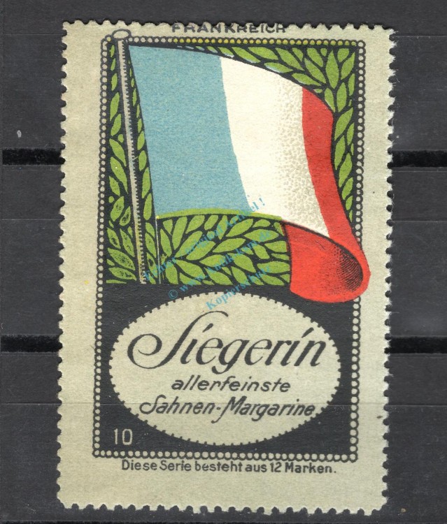 Reklamemarke Hamburg -Siegerin Sahne Margarine, Flaggen Nr.10- unc-kfr. -0204-