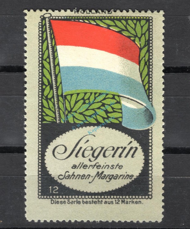 Reklamemarke Hamburg -Siegerin Sahne Margarine, Flaggen Nr.12- unc-kfr. -0205-